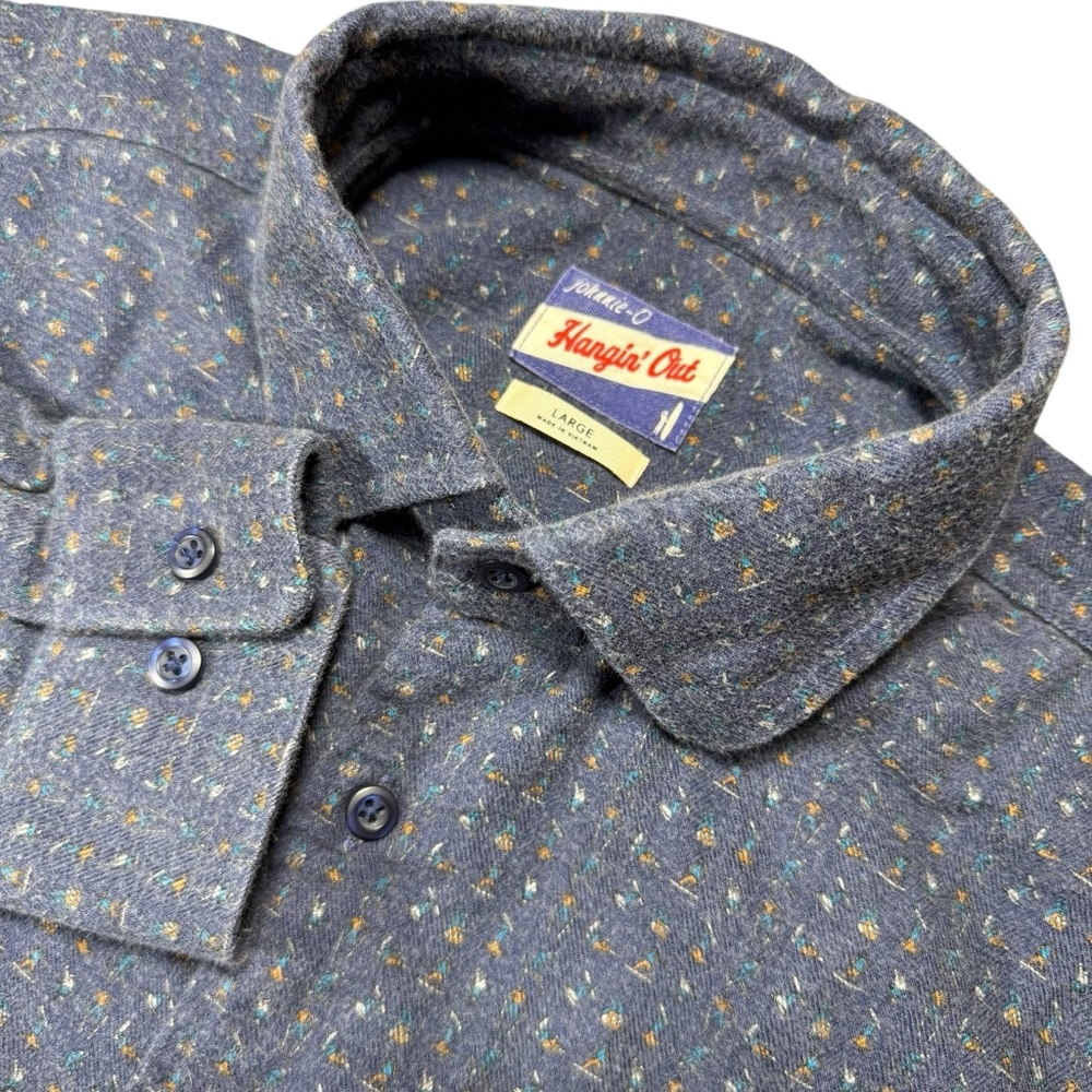 Johnnie-O Men’s‎ Large Pappas Twilight Blue Flannel Cotton Button-Up Shirt